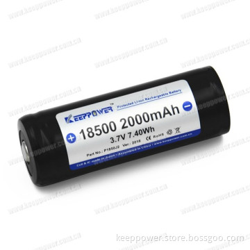 KeepPower P1850J2 18500 2000mAh Li-ion Rechargeable Battery with Protection 3.7V